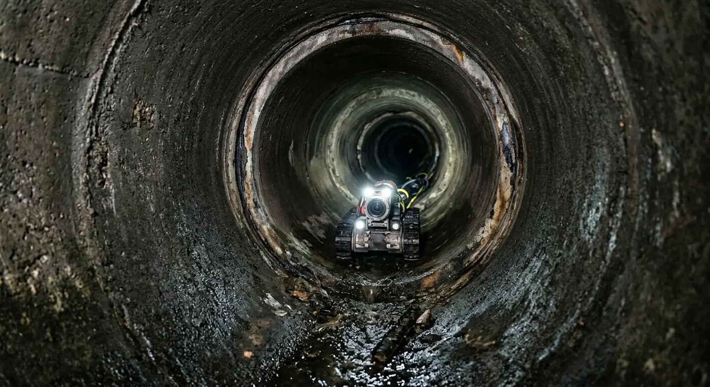 Robotic sewer camera inspecting pipe interior for Sewer Line Cleaning in New Prague